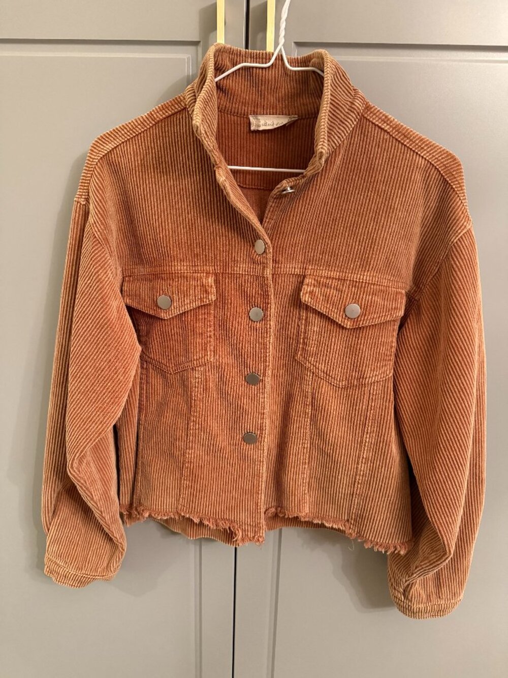 Altar'd State Corduroy Rust/Camel Unfinished Hem Jacket SZ XS